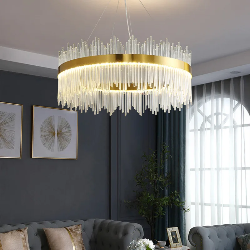 

Atmospheric Crystal Living Room Chandelier Simple Led Dining Room Chandelier Bedroom Lamp Postmodern Light Luxury Chandelier