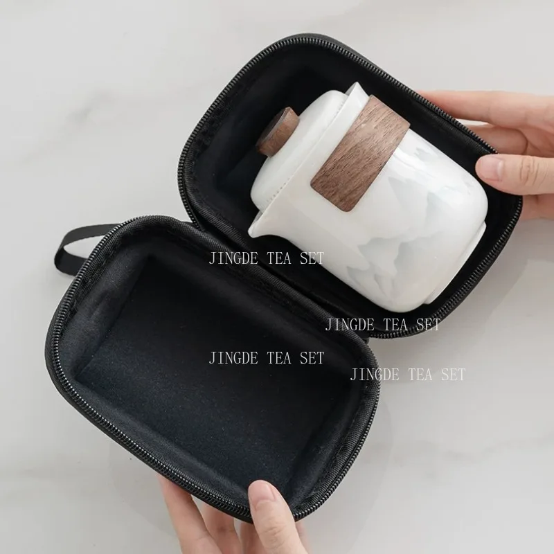 1 Pot, 4 Cups Tea Set Travel Set Chinese High-end Tea Maker Portable Underglaze Color Teaware Sets Teacup Drinking Utensils