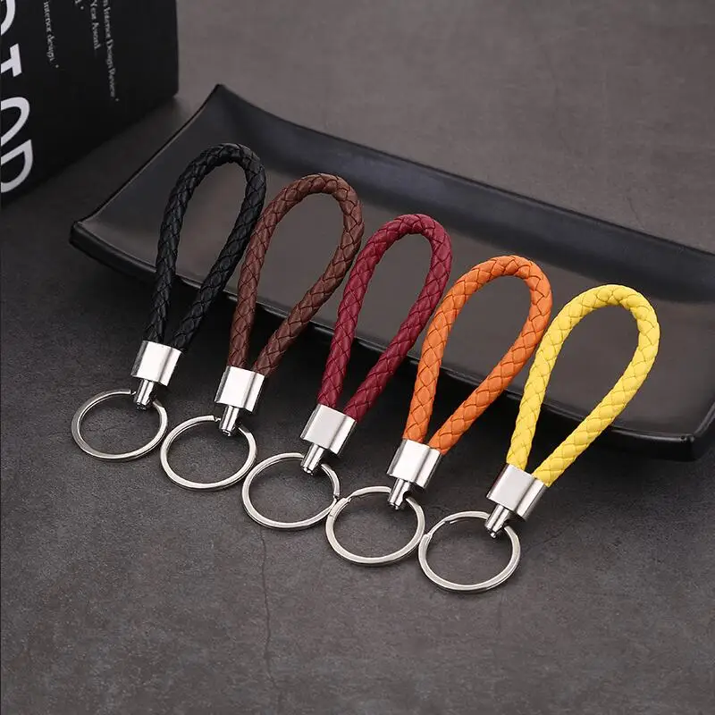 1 PC PU Leather Braided Woven Rope Keychain Bag Pendant Key Chain Holder Key Car Trinket Keyring For Men Women Gift