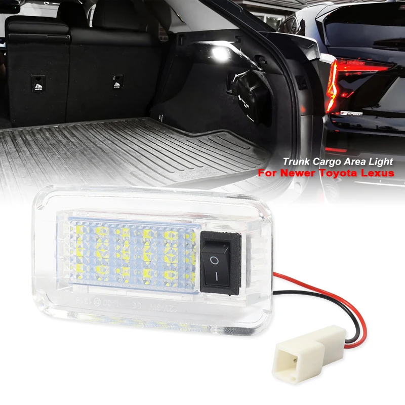 1PC Xenon White LED Trunk Cargo Area Light w/Switch Compatible With For Newer Lexus,Newer For Toyota w/Single LED Room Lamp
