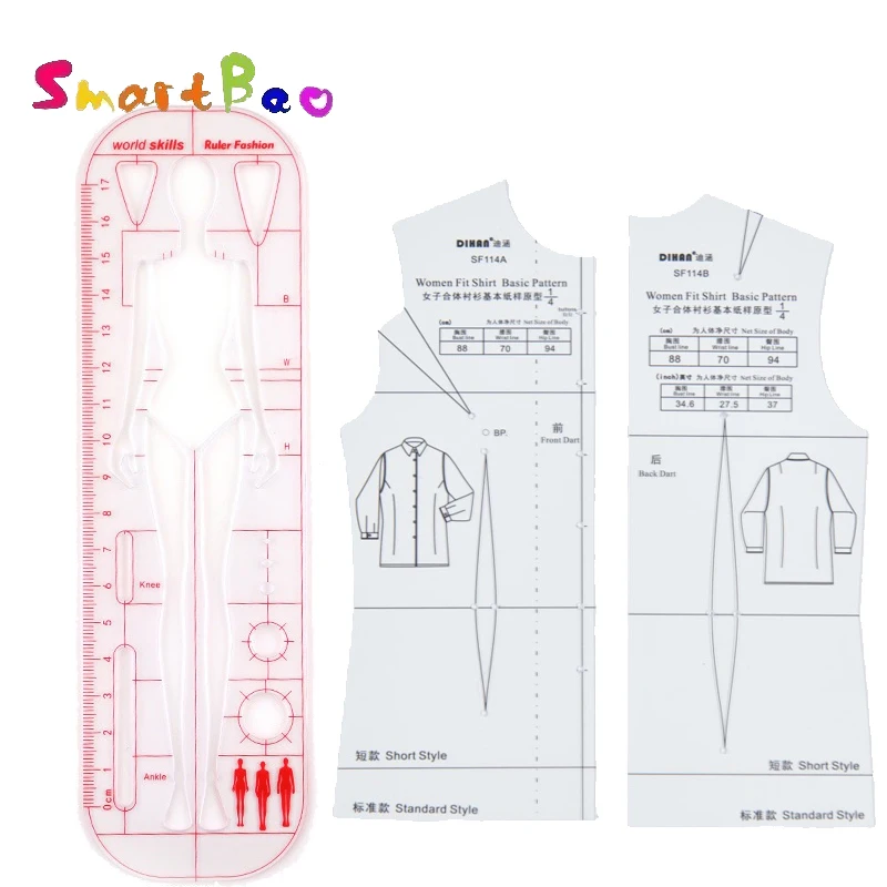 fashion-design-competition-ruler-and-1-4-women-fitted-shirt-basic-pattern-template-transparent-body-drafting-tool-sf114