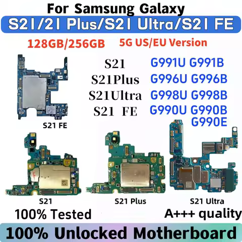 100% Working Unlocked Motherboard for Samsung Galaxy 5G S21 G991 S21FE G990 S21 Ultra G998U G998B S21 Plus G996B/U Logic Board