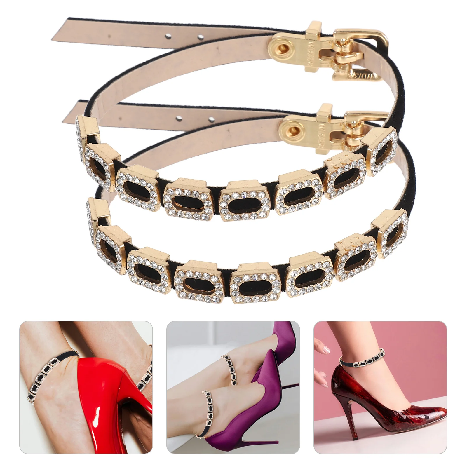 

1Pair High Heels Adjustable Shoe Bands Rhinestone Anti-Drop Straps for Loose Heel Sandals Women Accessories Anti Loose Straps