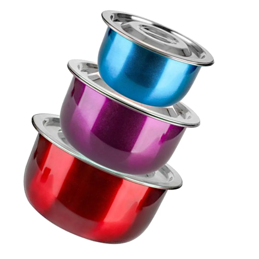 

3pcs Stainless Steel Soup Bowl Set Large Capacity Nesting Mixing Bowls For Kitchen Salad Prep Food Container Refrigerator