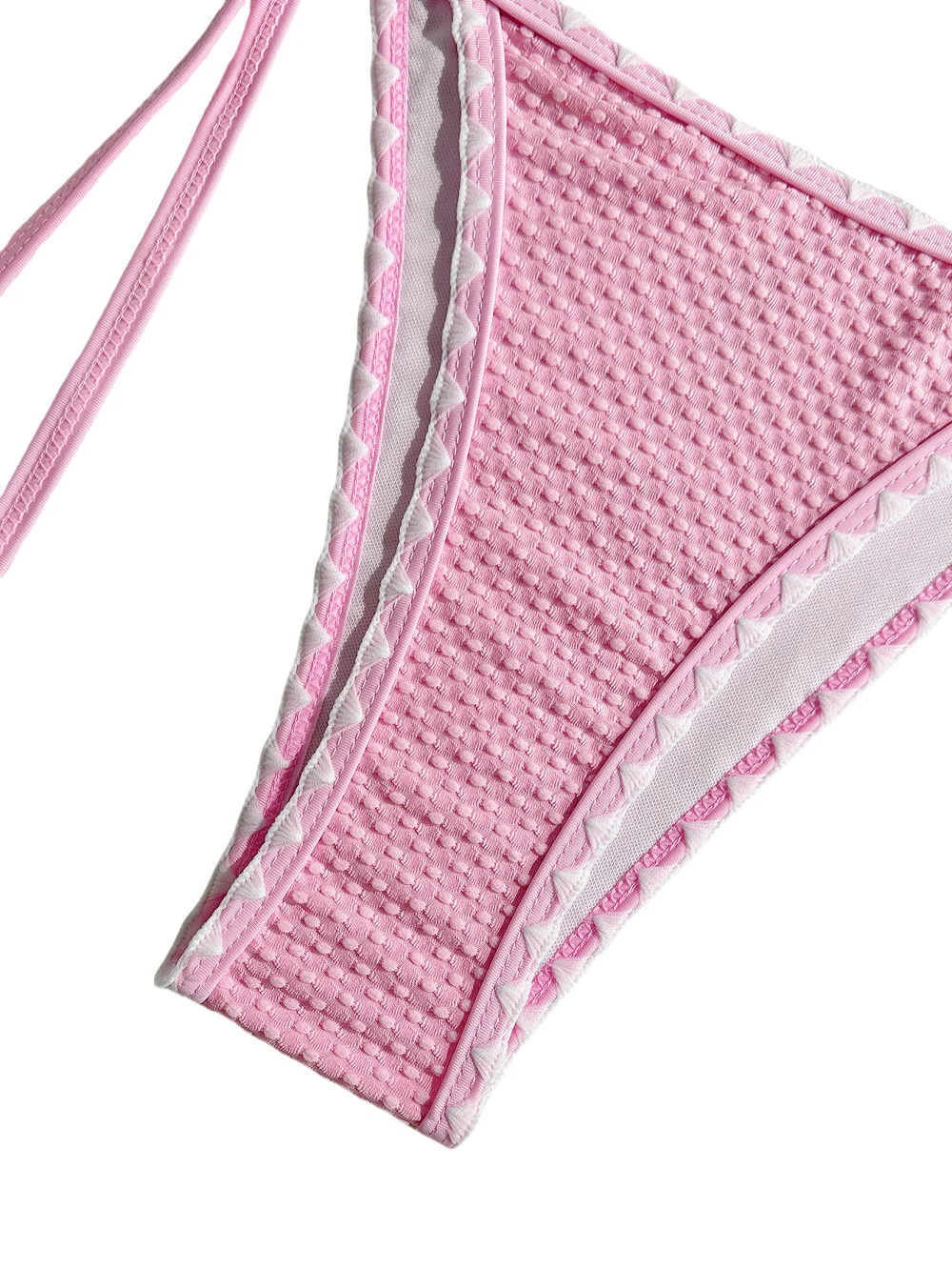 Damen-Bikini-Set, rosa, seitlich gebunden, modisch, Bandeau, zweiteiliger Badeanzug, verstellbare Träger, sexy Bikini, Strandbadebekleidung, Sommer, solide