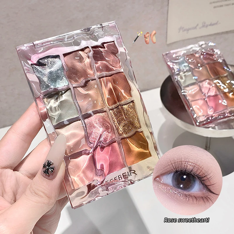 لوحة ظلال عيون من Gege Bear Water Wave مكونة من 12 لونًا لظلال عيون طبيعية ناعمة وغير لامعة