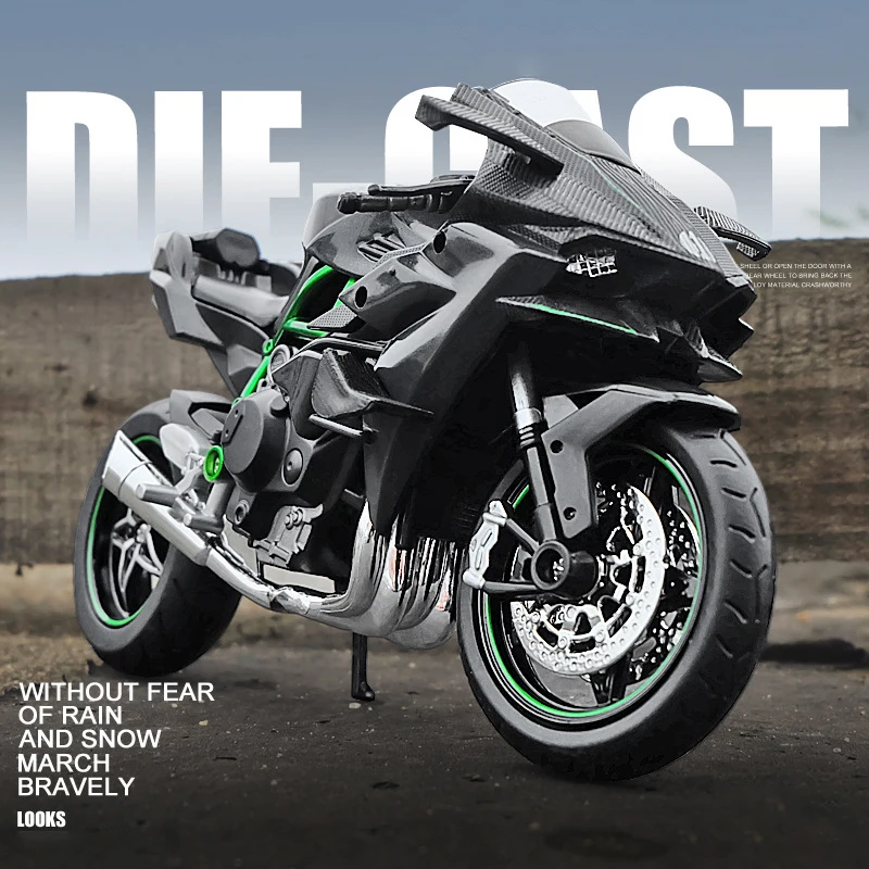

Модель гоночного мотоцикла KAWASAKI H2R из сплава в масштабе 1:12, металлическая уличная модель мотоцикла со звуком светильник, коллекционная игрушка для детей, подарок