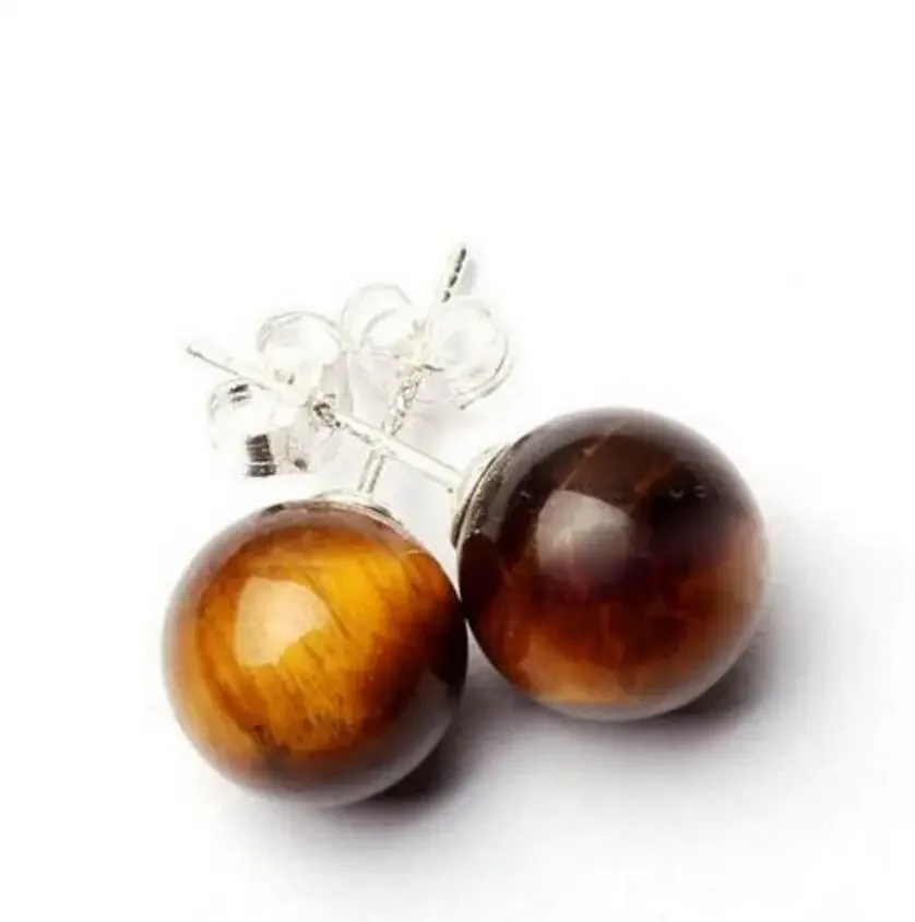 

Jewelry quick shipping Fashion New Natural Yelow Tiger Eye Stone 925 Sterling Silver