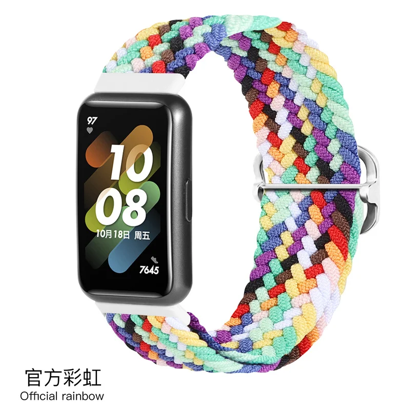 Bracelet for HUAWEI Band 7 Strap Elastic Adjustable Nylon Braided Band 7 Correa Replacement Wristband for HUAWEI Band 7