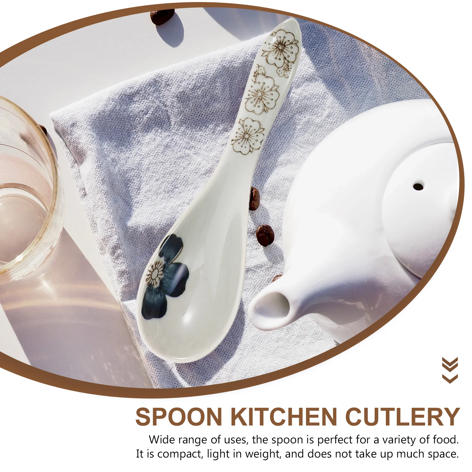 

4 Pcs Kitchen Gadget Small Spoons Porridge Accessories Household Ceramic Soup Flatware