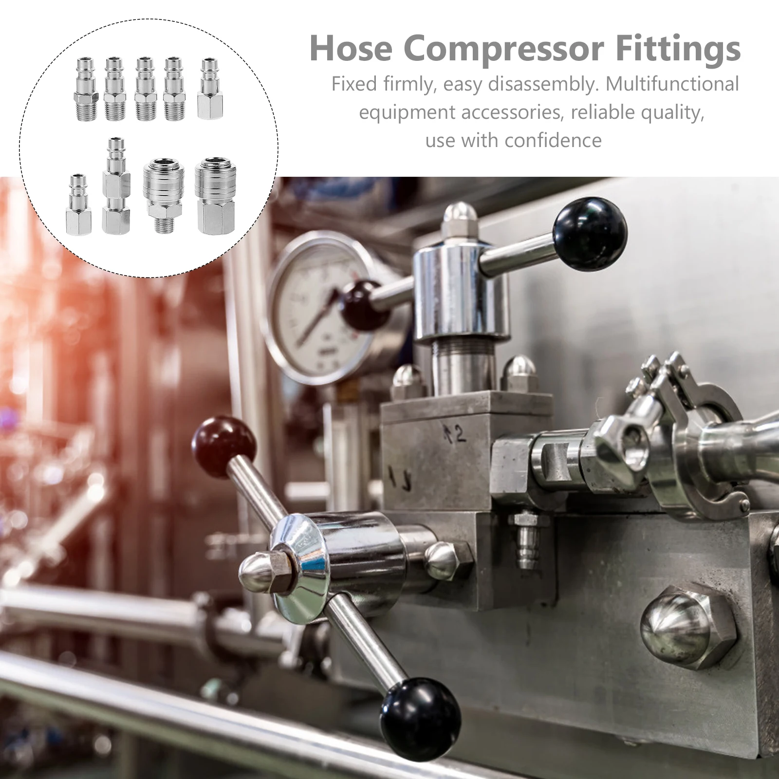 

10 Pcs Connectors Hose Compressor Fittings Joints Quick Release Steel Durable Rust Resistance Easy Use Tools