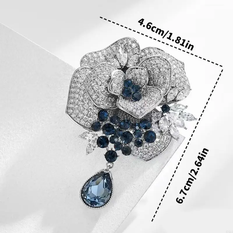 هكسبا بروش روز الفضة المتألقة مع إغلاق دبوس الأمان قطعة زخرفية خفيفة الوزن للمناسبات الخاصة الاستخدام اليومي