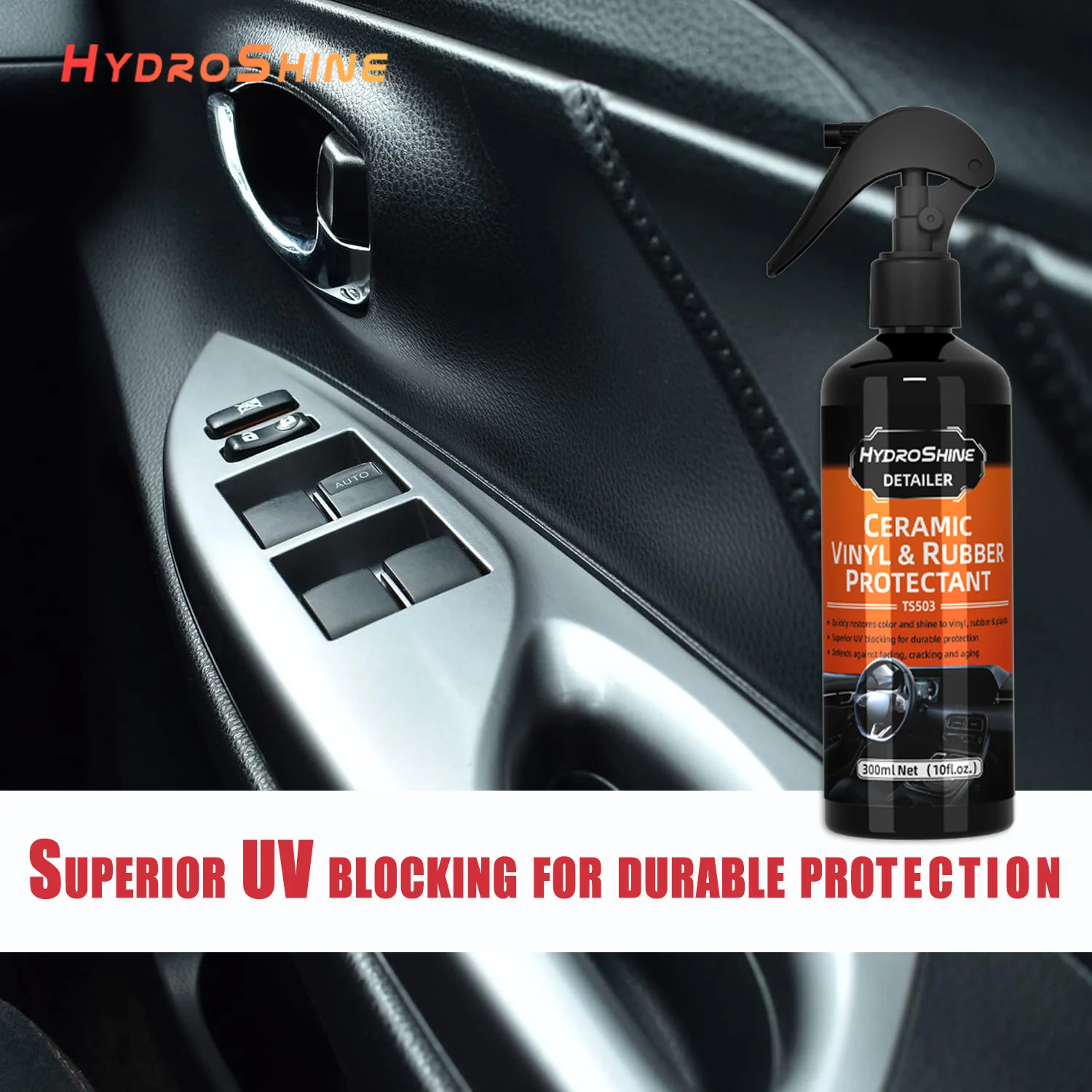 Hydroshine سيارة السيراميك الفينيل والمطاط حامي خلع الملابس الداخلية التفاصيل الأسود تألق تقليم مرمم رذاذ الرعاية السيارات بالتفصيل
