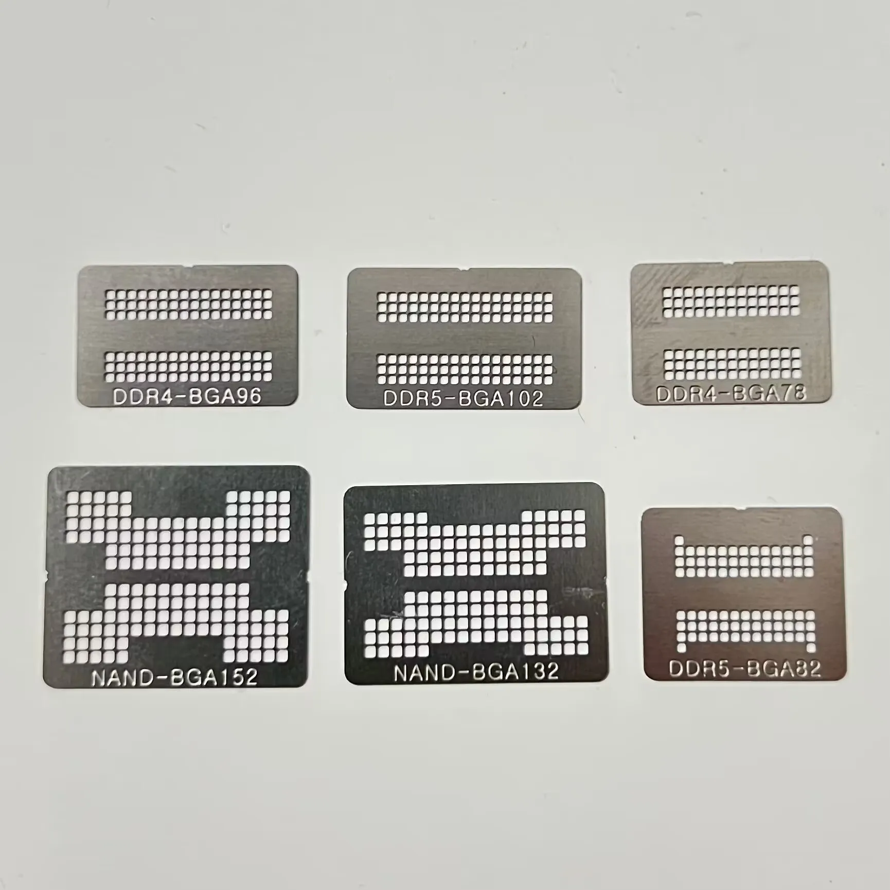 6pcs*  Memory Direct Heat BGA Reballing Stencils Template Holder Jig For DDR4 DDR5 NAND BGA96 BGA78 BGA82 BGA102