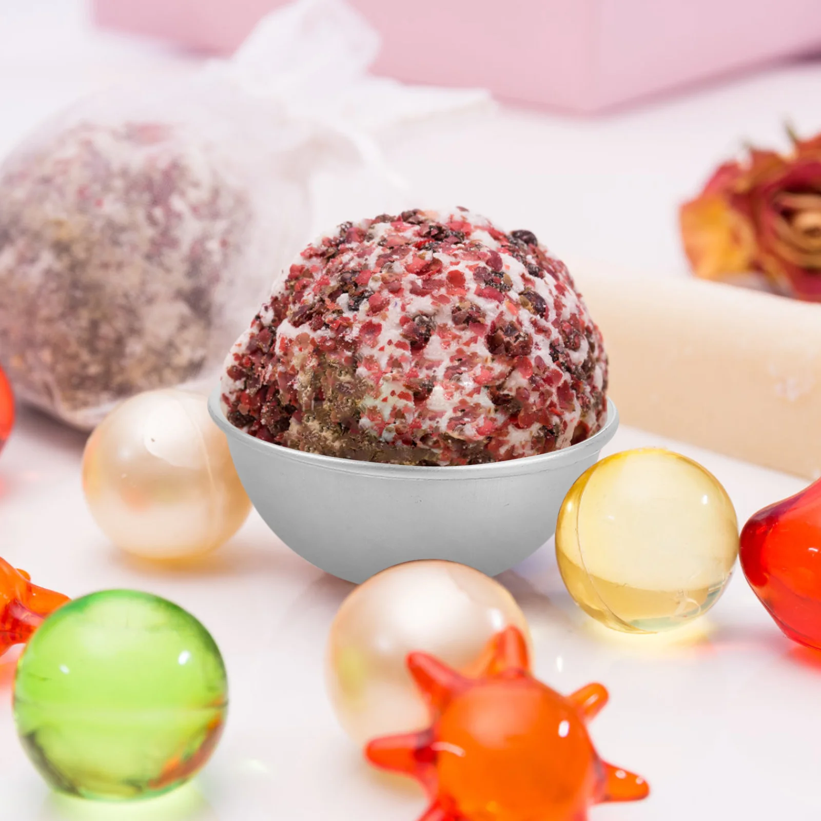 

12Pcs Dome Cake Pan Aluminum Alloy Semicircle Mold for Baking Cakes DIY Soap Making Bath Ball Crafting Molds Kitchen