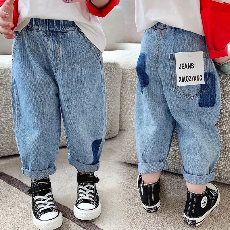 Girls' Jeans Spring and Autumn New Fashionable Boys' Baby Denim Pants Children's Casual Pants