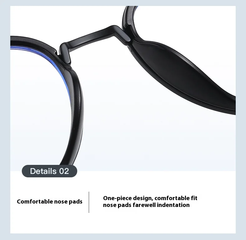 VCKA 3-in-1-Sonnenbrillengestell mit Myopie, klassischer Herren-Magnetclip, polarisiert, verschreibungspflichtig, für Damen, individuelle Optik, -0,50 bis -10 – Detail 8