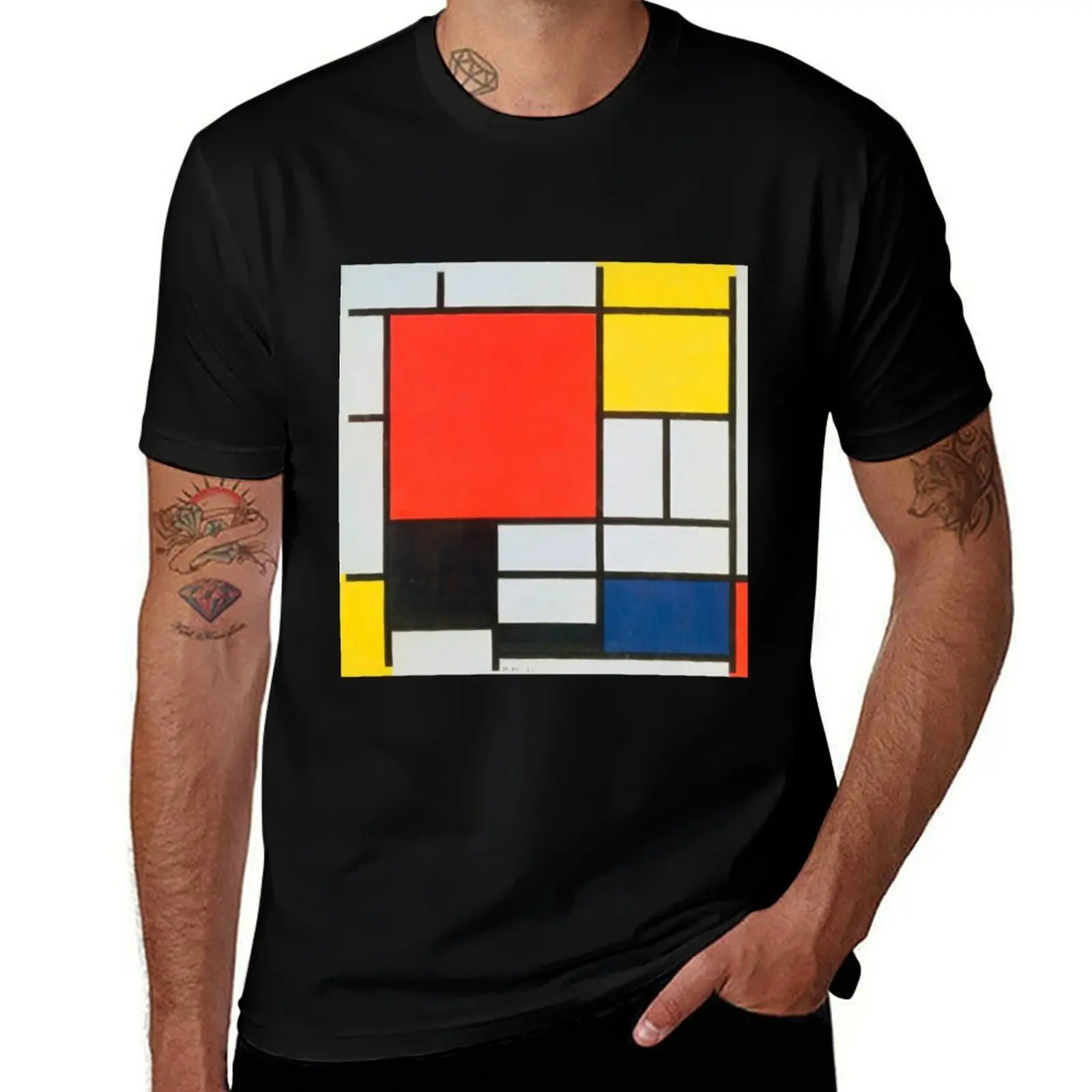 

piet mondrian - Composition with Red, Blue, Yellow, and Black,No.2, T-Shirt Work Style Casual T-Shirt