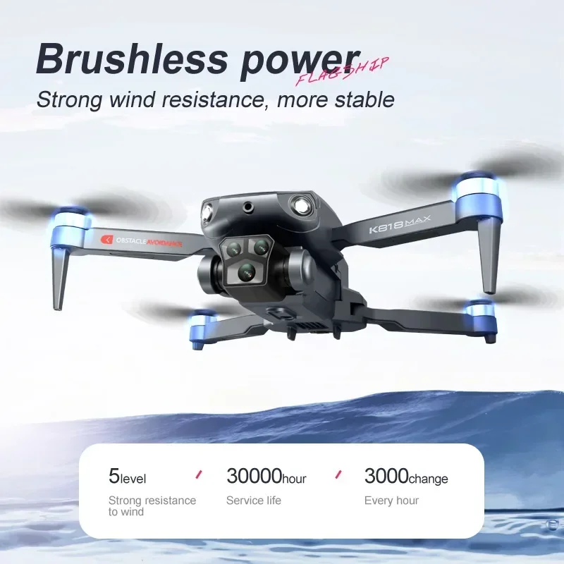 Drone K818 Max avec photographie aérienne 4K, UAV, caméra HD, professionnel, sans balais, évitement d'obstacles, quadrirotor pliant, RC, jouets UAV