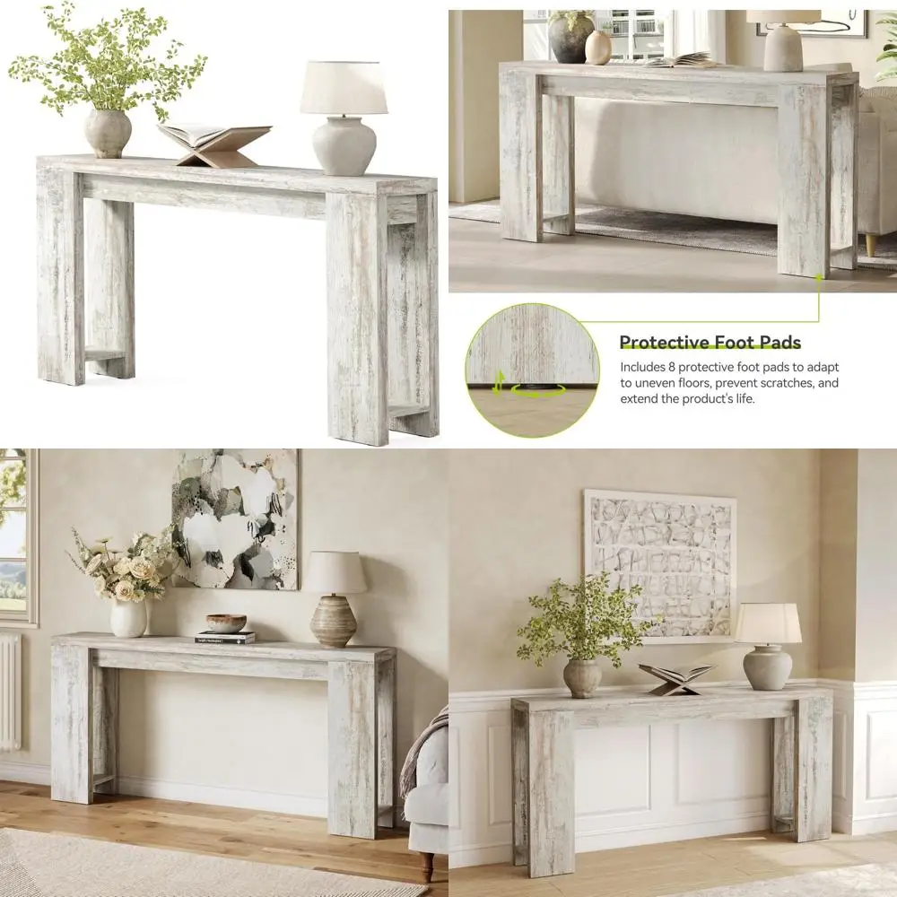 Farmhouse Style 70.9-Inch Console Table for Entryway, Living Room, and Hallway - Long Narrow Sofa Table