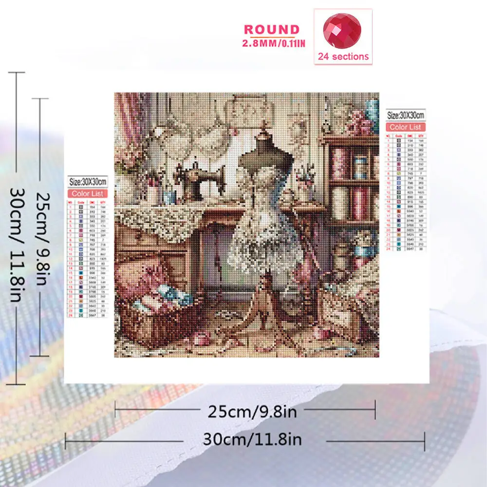 Evershine 5D Diamond Painting Sewing Machine DIY New Arrival Embroidery Tailor's Shop Landscape Craft Kit Mosaic Unique Gift