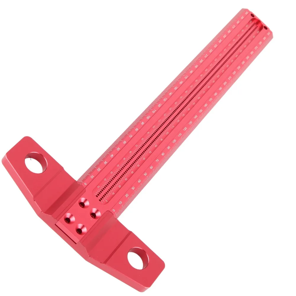 

Convenient Aluminum Alloy T Square Ruler Support Lips Red Woodworking Scriber 300mm Architect Ruler Art Framing