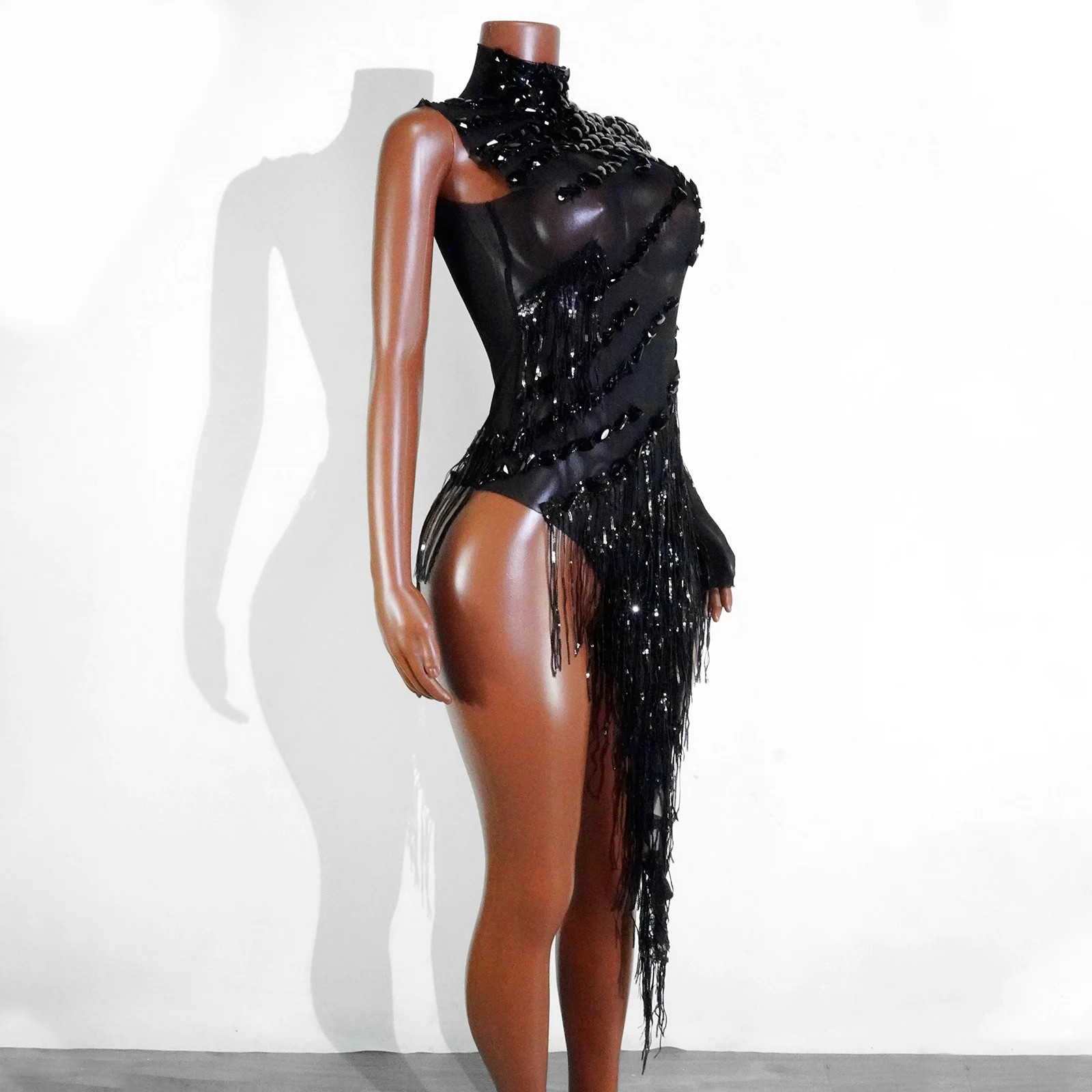 여성용 섹시한 오프숄더 드레스 라인스톤 태슬 댄스 공연 및 생일 파티 나이트클럽 가수 드래그 퀸
