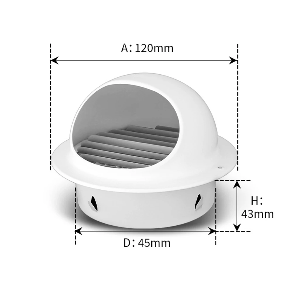 Cappa di scarico per griglia di ventilazione per parete esterna con sfiato rotondo in acciaio inossidabile per scarico condotto per prese d'aria da bagno, ventole di scarico, aria condizionata