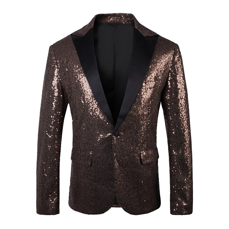 2024 Men\'s Color-Blocking Sequin blazer Stage Performance Photo Studio Photography   blazer