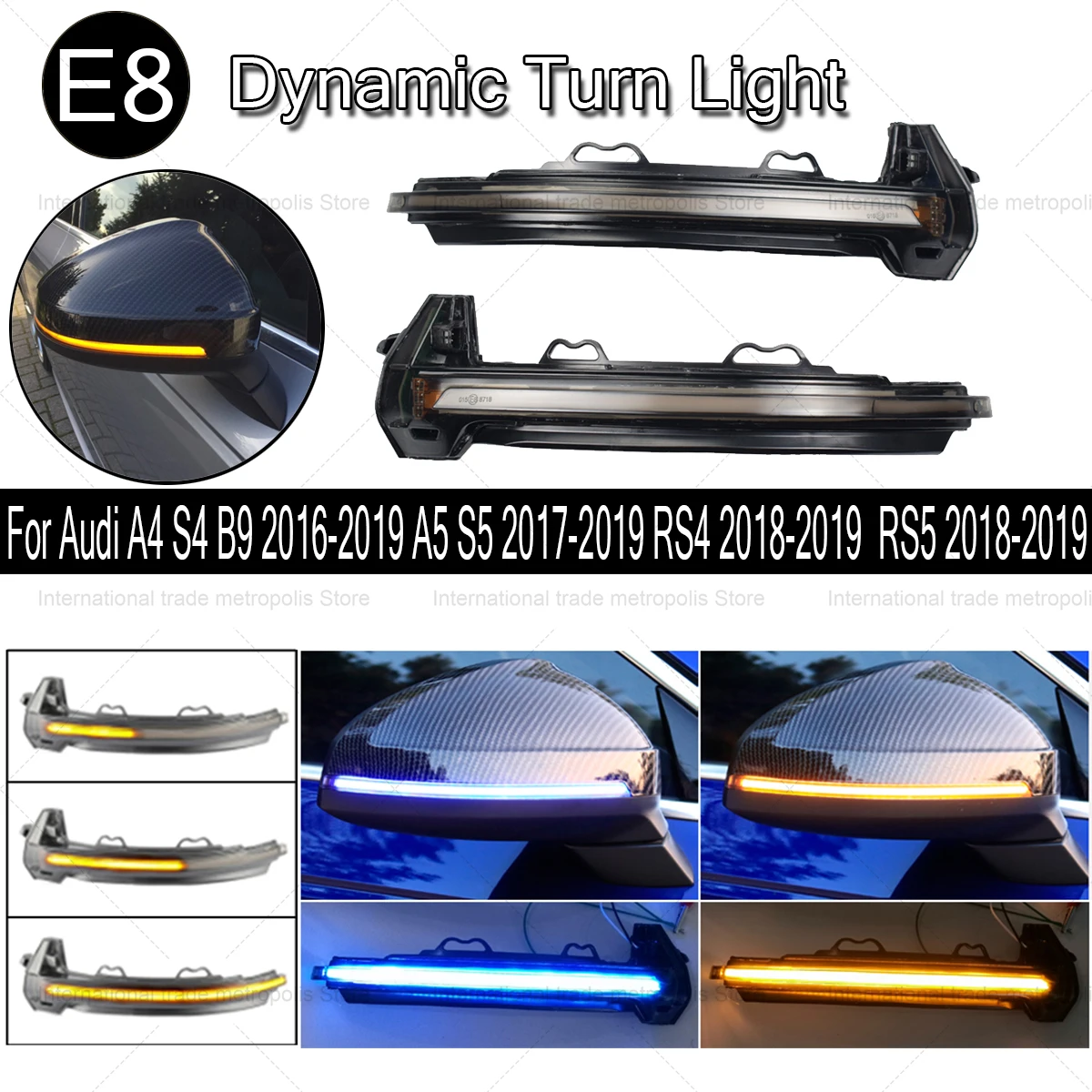 

For Audi A4 B9 Accessories A5 S4 S5 RS4 RS5 Dynamic Turn Signal LED Light Side Wing Rearview Mirror Indicator Sequential Blinker