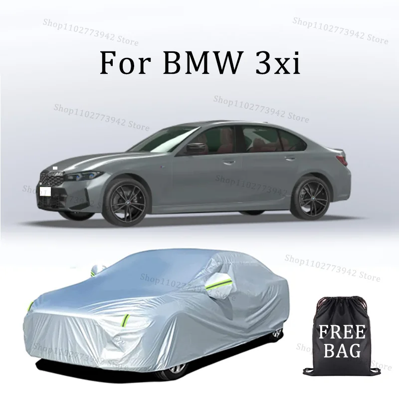

Car Cover For BMW 3xi Full Exterior Black Silvery-Auto Cover Sunshade Dustproof Waterproof Reflective strips cars accessories