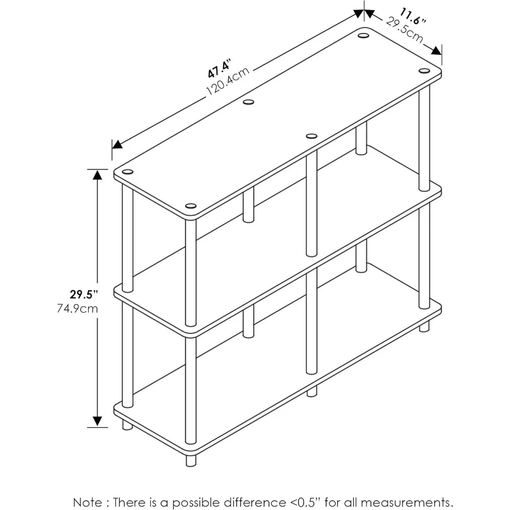 3-stufiges Eckregal, 47,4" breite offene Regale für die Organisation von Wohnzimmer, Garage und Heimbüro