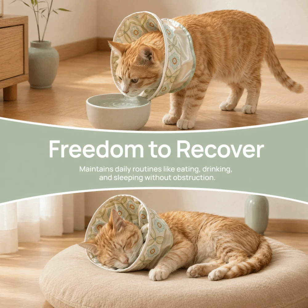 Bouquet Shape Cat Elizabethan Collar Pull-string Style Chinese Kitty Recovery Collar Soft Creative