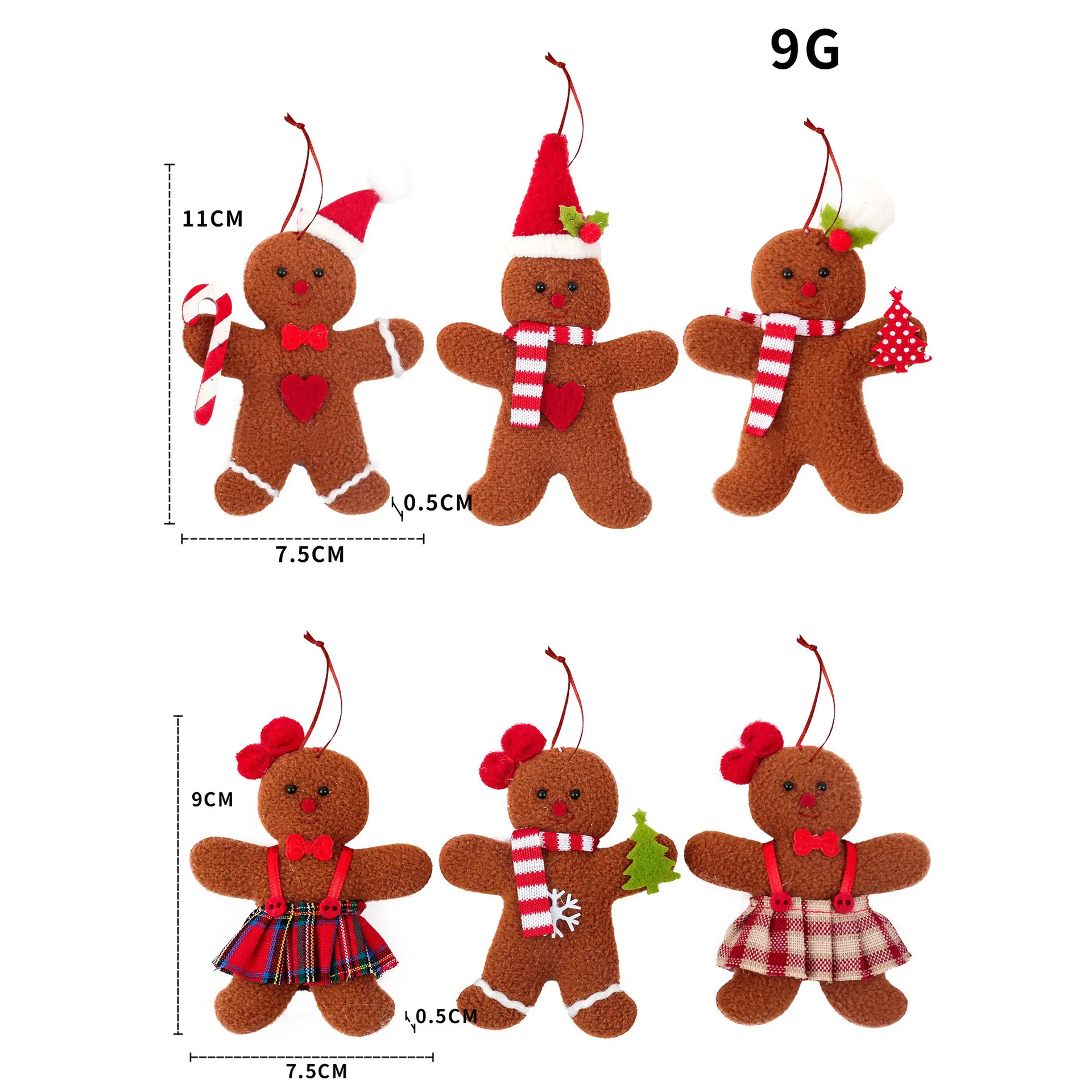 6/3pcs Christmas Gingerbread Man Xmas Tree Decorative Pendants New Year Gift Hanging Ornaments Christmas Tree Decorations Drops