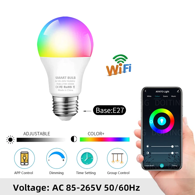 15W 18W 20W Wifi Smart Bulb Alexa Led Lamp E27 RGB Smart Light Bulbs 110V 220V Smart Lamps Google Assisatnt gruppo di controllo vocale