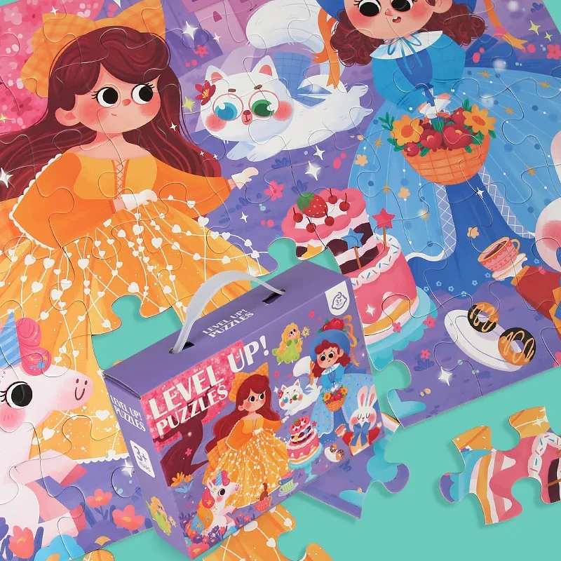 Set di puzzle di giocattoli creativi di puzzle di cartoni animati Montessori personalizzati di carta da 60 pezzi per bambini, ragazzi e ragazze