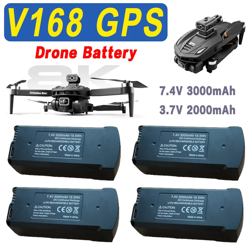 Oryginalny akumulator do drona V168 GPS 7.4V 3000mAh RC Quadcopter 3.7V 2000mAh V168 Pro Max Akumulator zapasowy Części do dronów Akcesoria