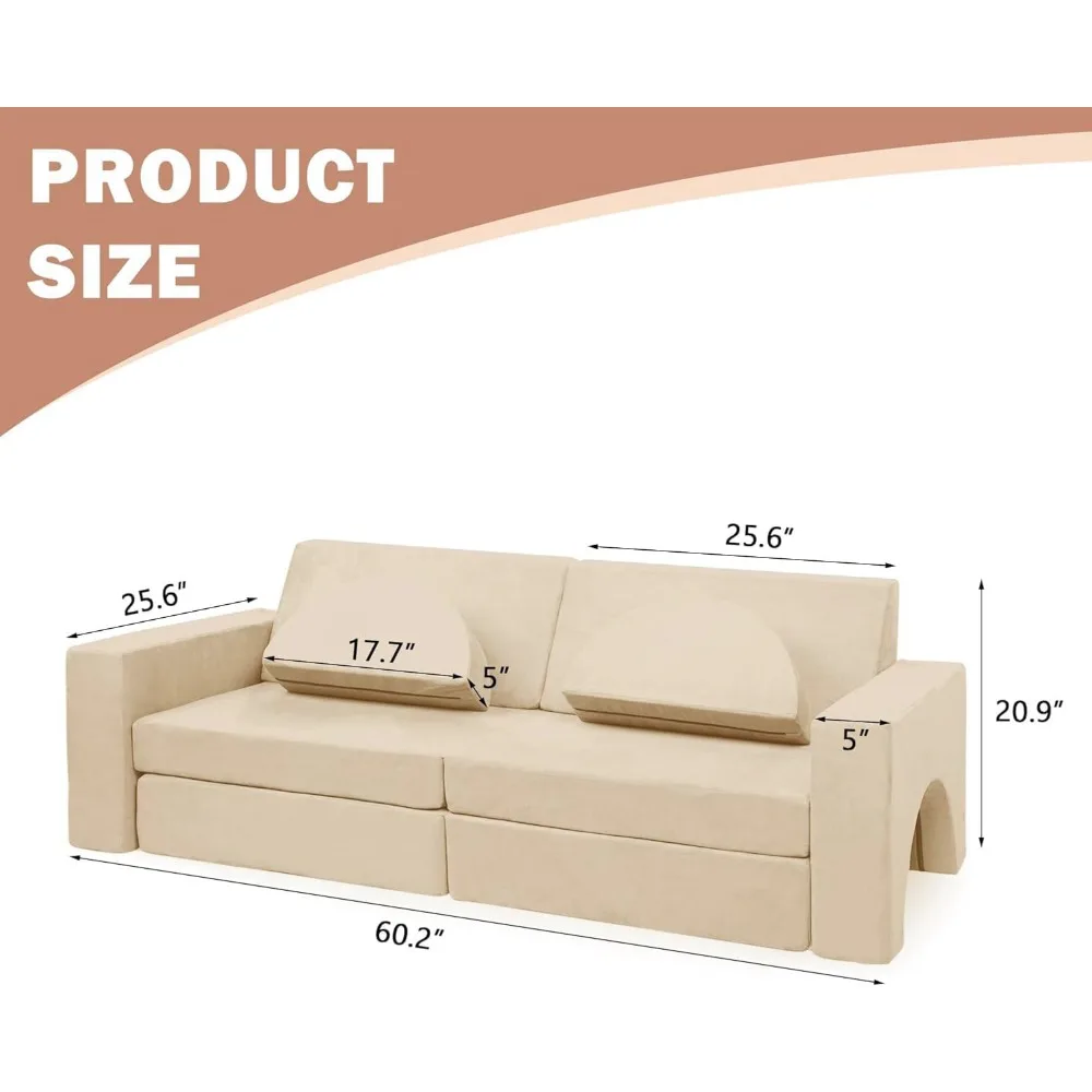 أريكة لعب معيارية للأطفال، طقم أريكة مقطعي مكون من 10 قطع، أثاث خيالي للأطفال من الأطفال الصغار إلى المراهقين، تشجيع C #3