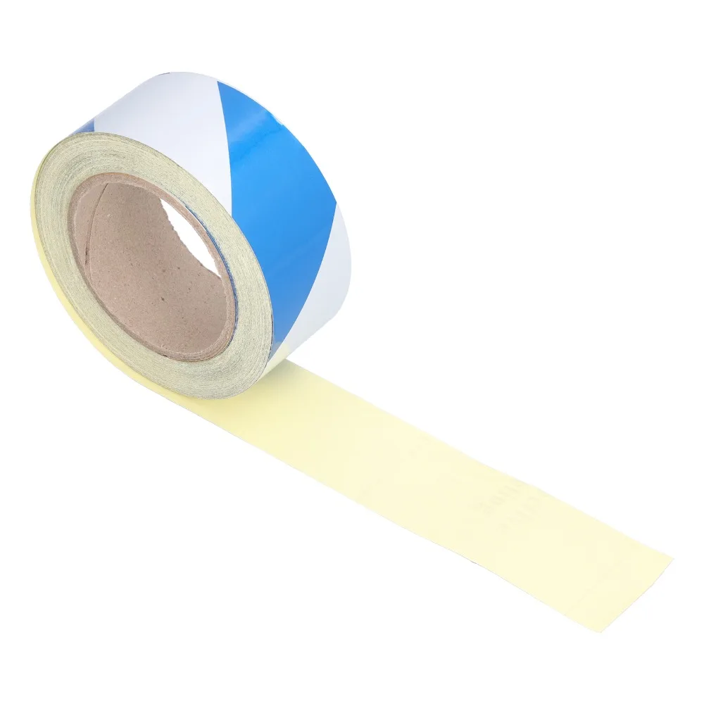 Blue White Striped Safety Warning Tape 2In x 98Ft Self Adhesive Hazard Marking Tape Strong Grip Barricade Tape Pipes