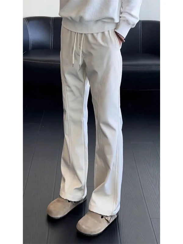 

Мужские повседневные брюки Cleanfit с высокой талией, зауженные, прямые, длинные, быстросохнущие, с боковыми разрезами, слегка расклешенные, весенние