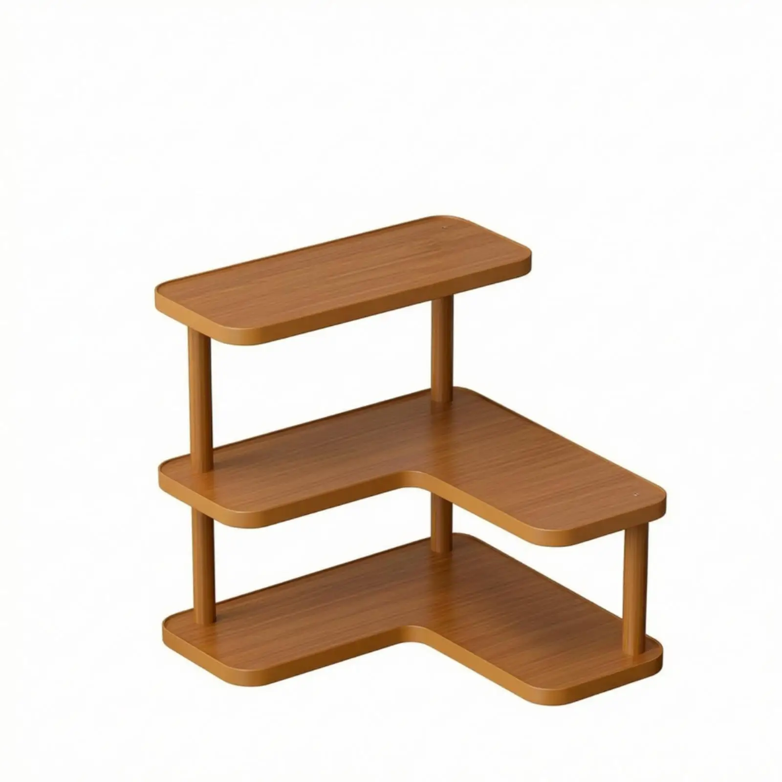 Natural Bamboo Corner Shelving Unit for Kitchen Counter Office Desk Storage Rack