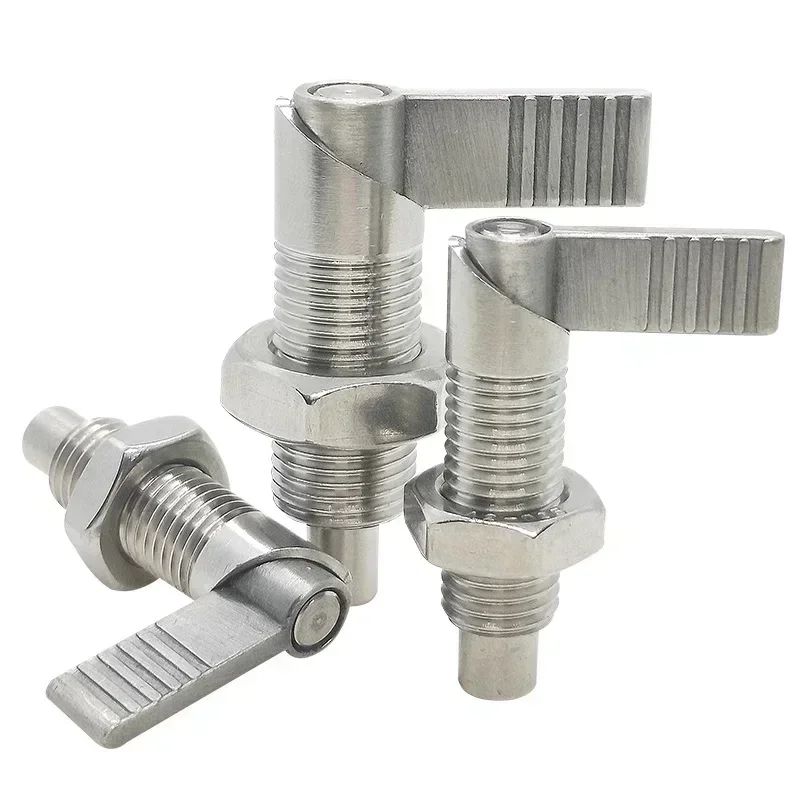 Stainless Steel L Shaped Handle Fine Thread Nuts Indexing Plungers Spring Screw With Lock Nut M10 M12 M16 M20