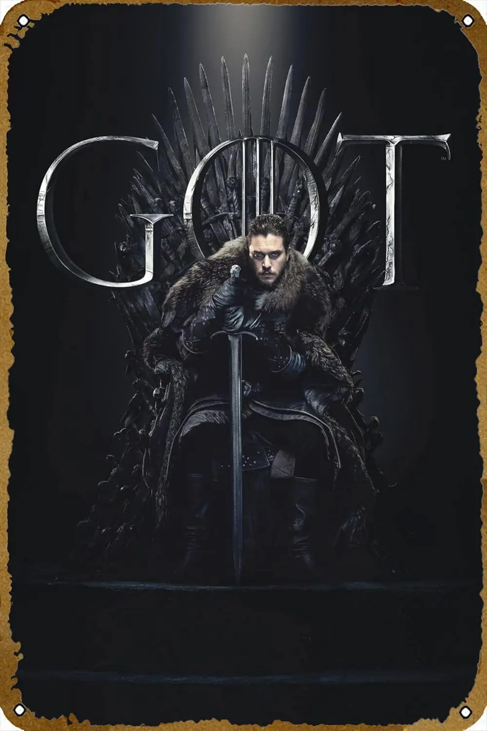 Póster de Jon Snow, programa de televisión, cartel de hojalata Retro, decoración artística de pared duradera, cartel de Metal de película, decoración Vintage para dormitorio, 8x12 pulgadas