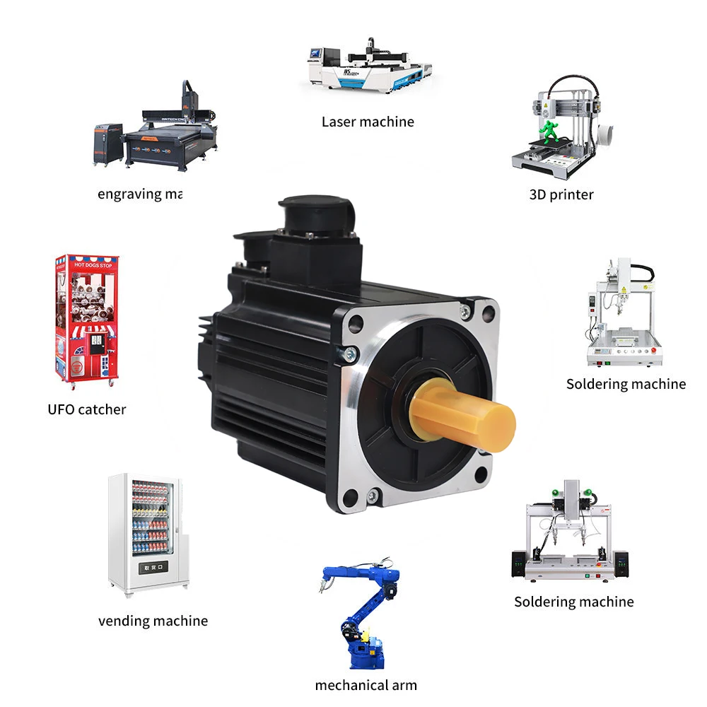 Emtech Factory Direct 110mm Series AC Servo Motor with Driver Kit 1.2kw 1.5kw 1.8kw Three-Phase for Medical Facility