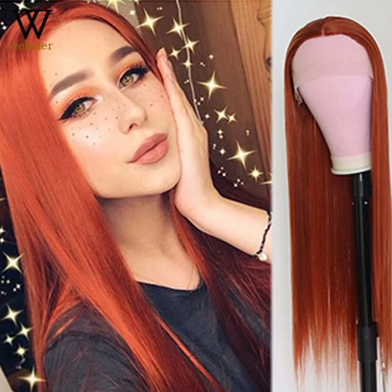 

Websterwigs LongSynthetic Lace Front Wig Heat Resistant Fiber Hair Straight Wigs Natural For Black Women Cosplay Side Part