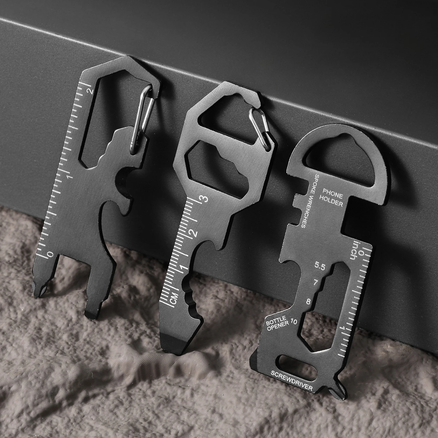 Portable Mini Multi Tool Key Ring EDC Survival Card Bottle Opener Measuring Ruler Spoke Wrench Outdoor CampingMultiPurposeGadget