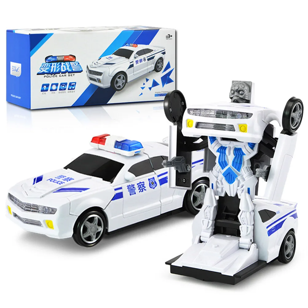 1 قطعة تضيء تحويل سيارة الشرطة للأطفال مجموعة لعب السيارة الكهربائية للتظاهر لعب الأدوار هدية ممتعة لا المطلوبة #1