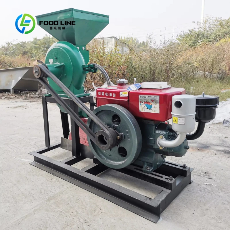 Customized Heavy Duty Diesel Driven Disc Mill Mobile Wheeled Grain Grinder Corn Wheat Cereal Flour Mill Farm Use Feed Crusher