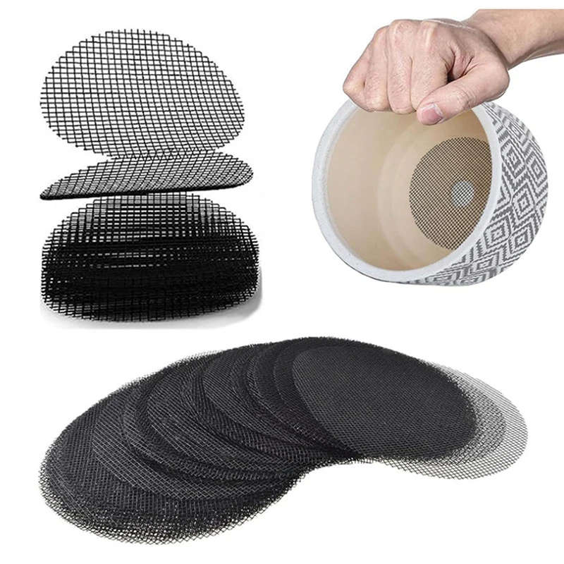 50pcs Round Drainage Hole Screen Mesh Pad for Pot Bottom Prevent Soil Loss
