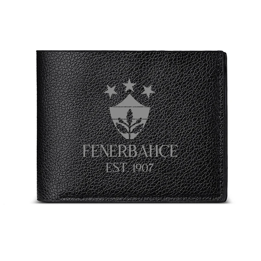 Fenerbahce Crest Shield With Three Stars And Established 1907 Text On Black Wallet For Men Casual Business Style